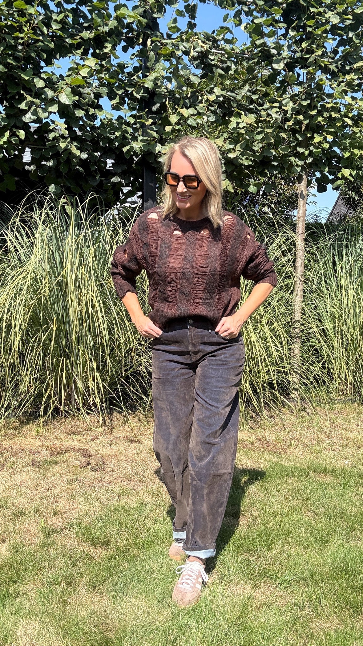 Emma jeans | Blauw-chocolade