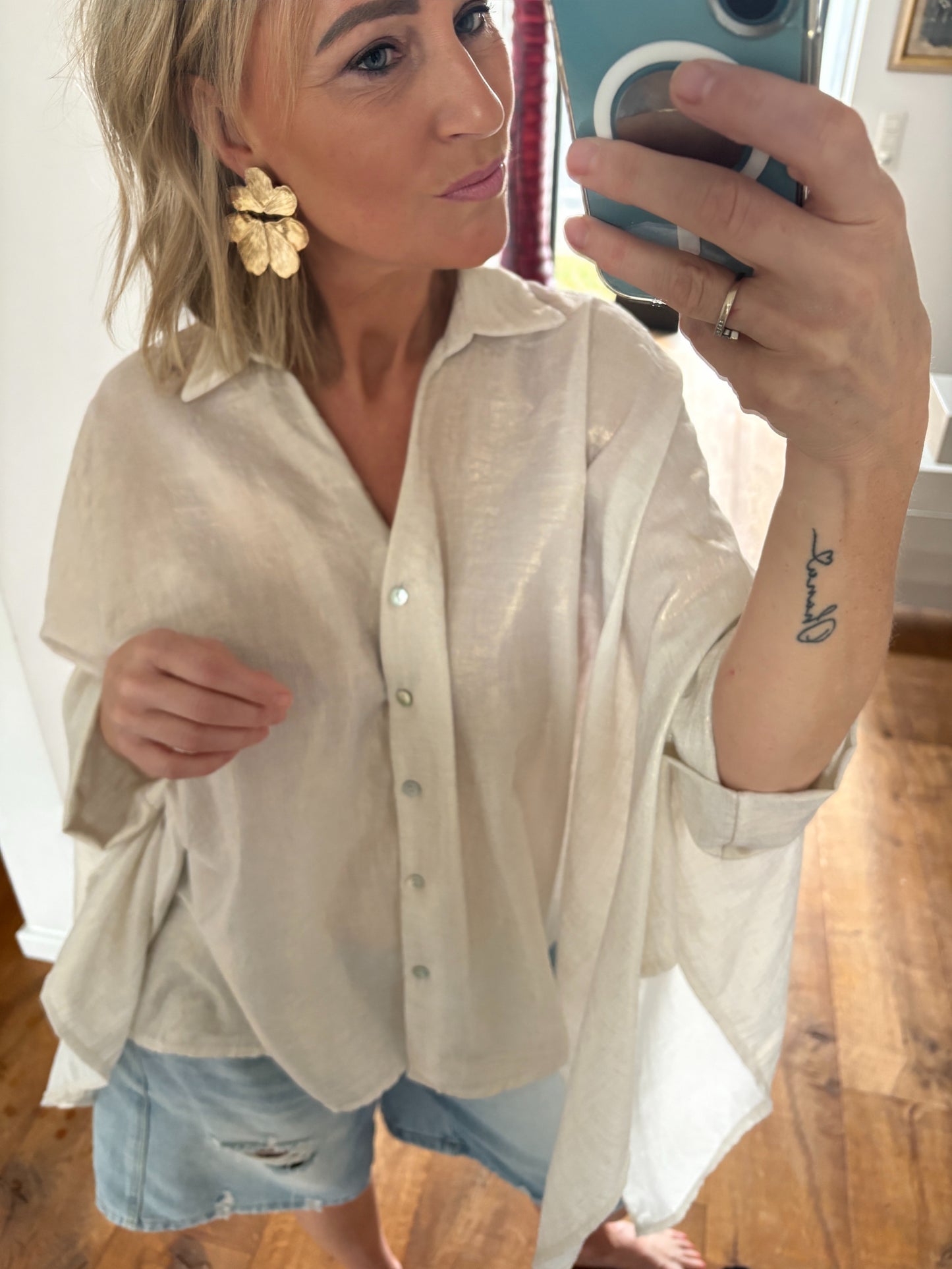 Veerle hemd | Ecru-goud