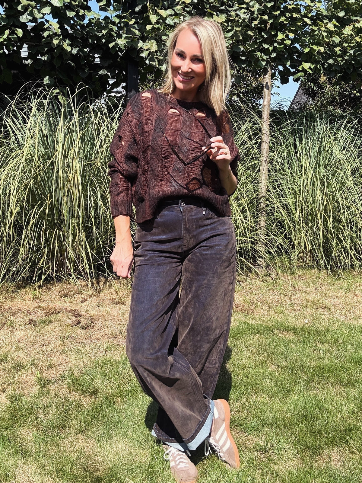 Emma jeans | Blauw-chocolade