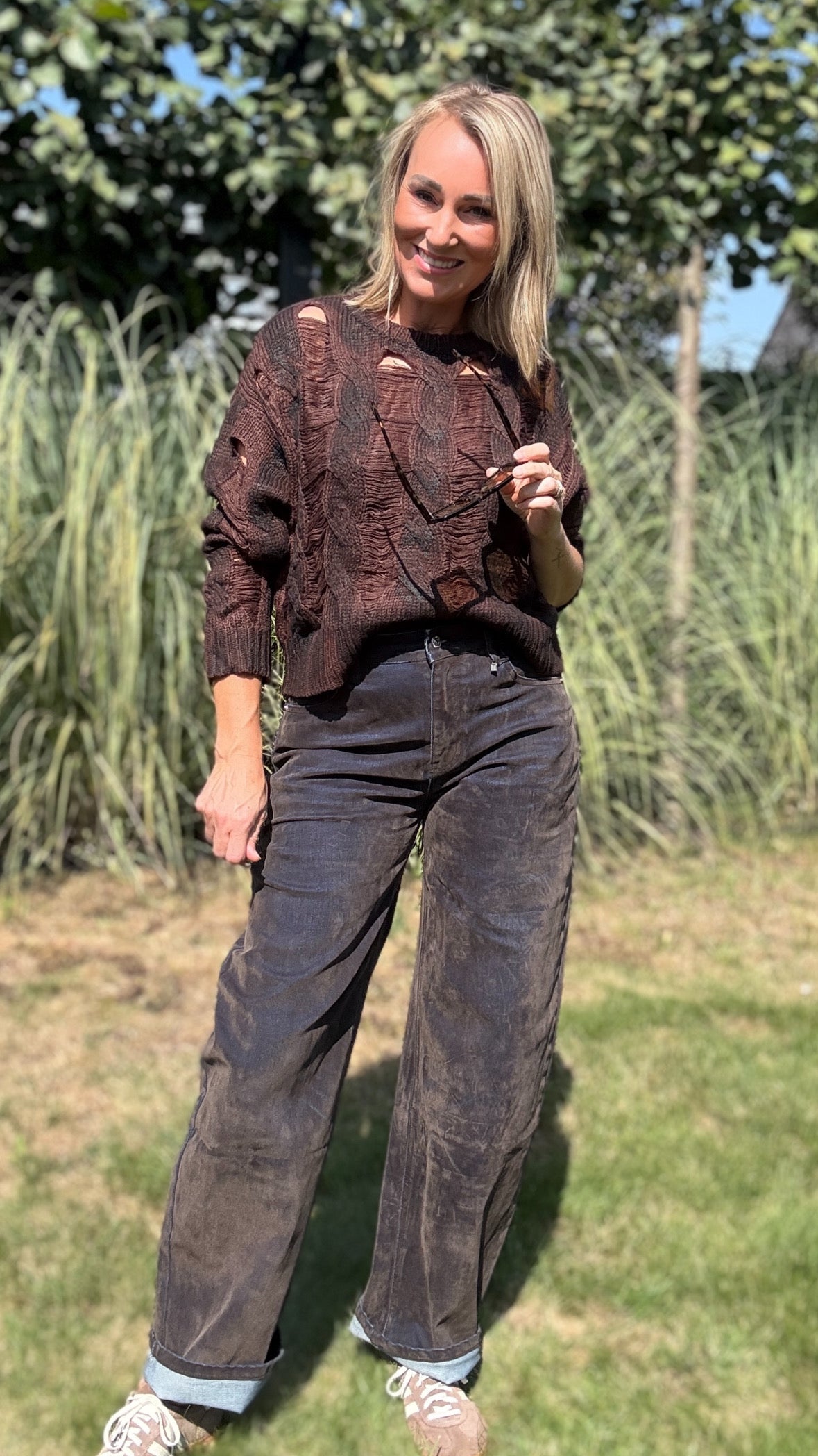Emma jeans | Blauw-chocolade