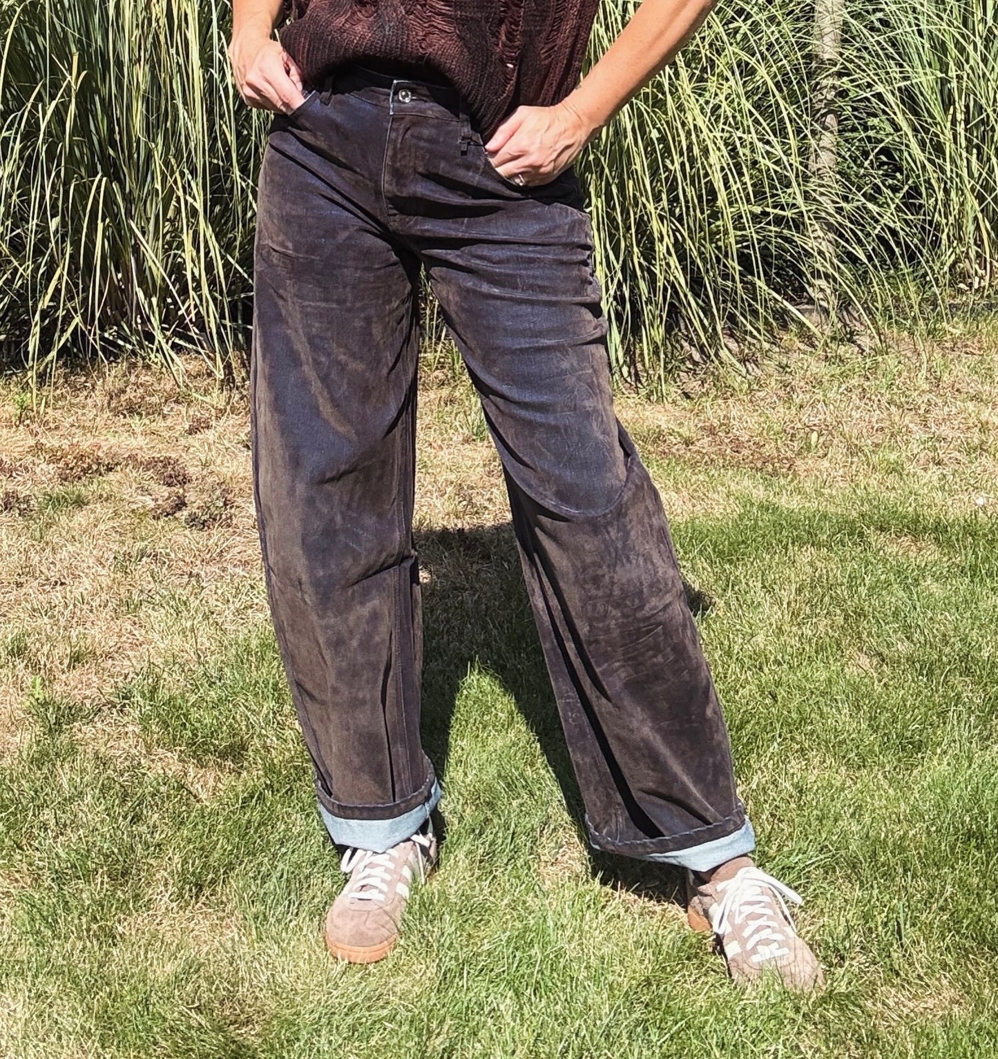 Emma jeans | Blauw-chocolade