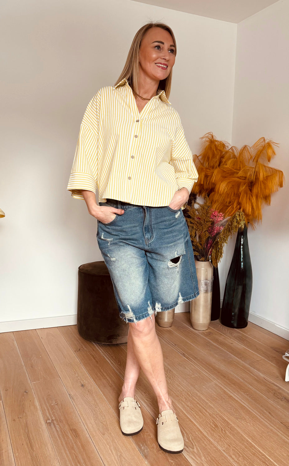Quinte hemd | Geel-Wit