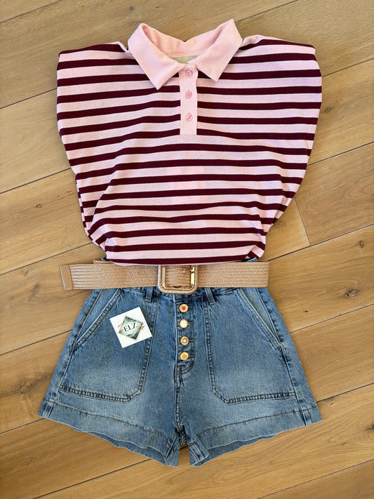 Anita polo | Roze-aubergine