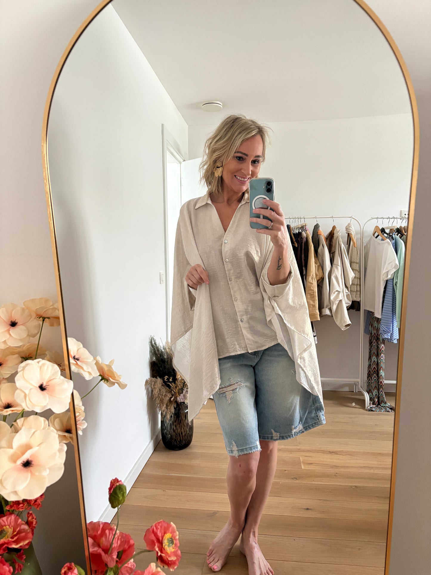 Veerle hemd | Ecru-goud