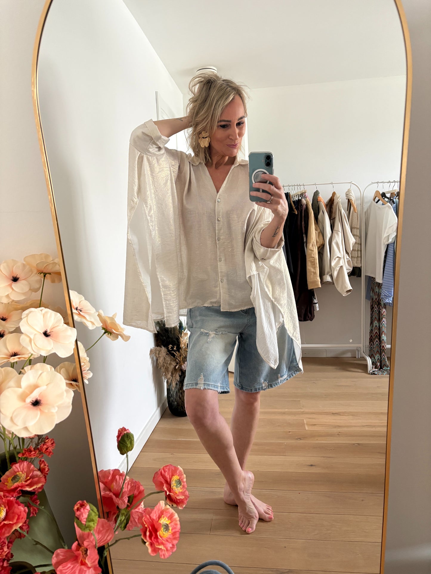 Veerle hemd | Ecru-goud