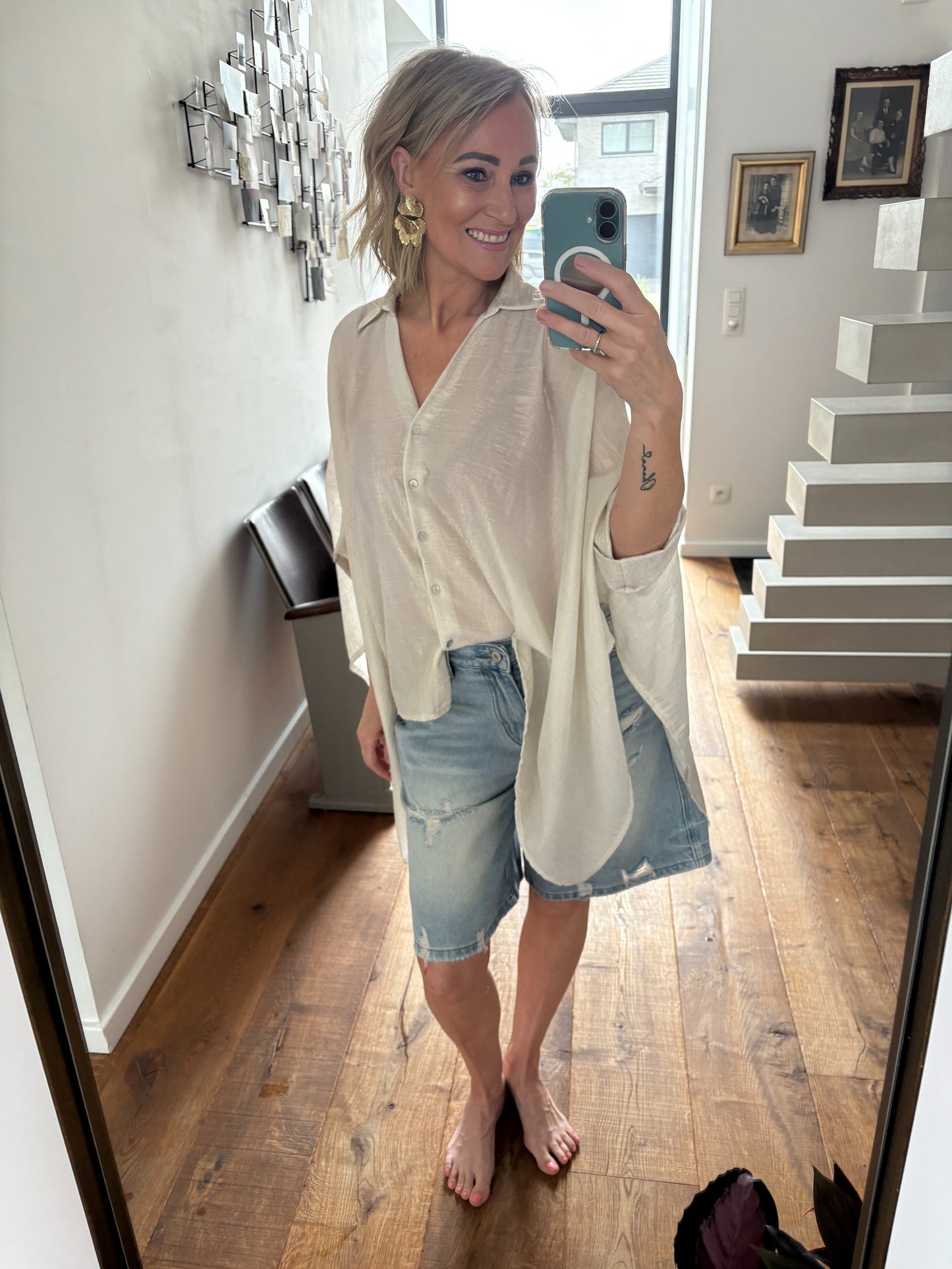 Veerle hemd | Ecru-goud