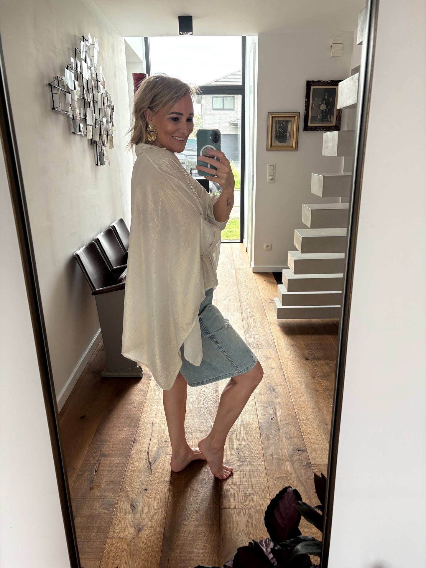Veerle hemd | Ecru-goud